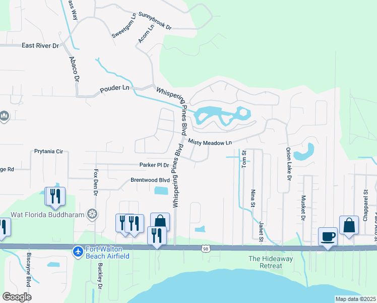map of restaurants, bars, coffee shops, grocery stores, and more near 2281 Pine Hammock Road in Navarre