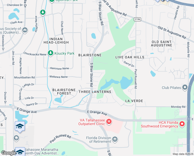 map of restaurants, bars, coffee shops, grocery stores, and more near 1640 Willow Bend Way in Tallahassee