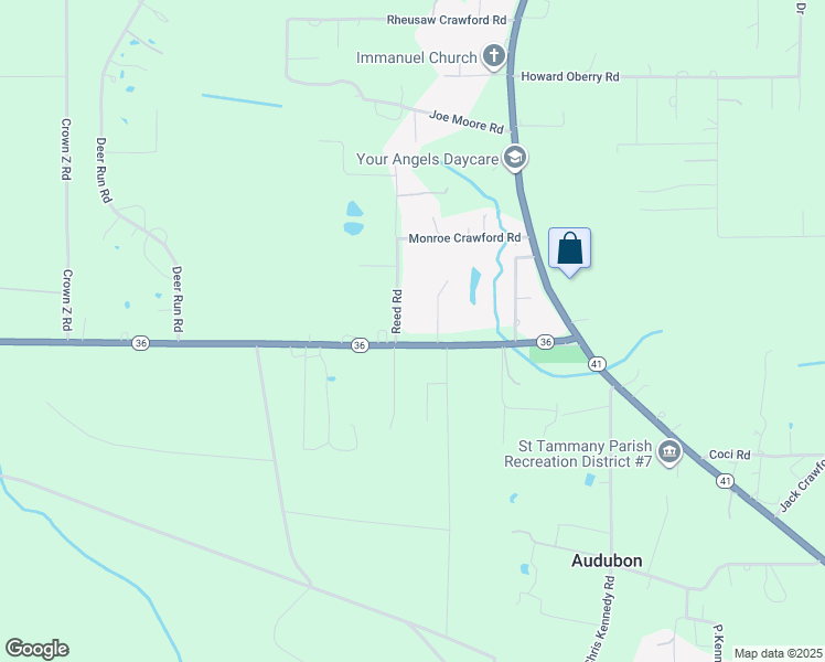 map of restaurants, bars, coffee shops, grocery stores, and more near 36425 Louisiana 36 in Pearl River