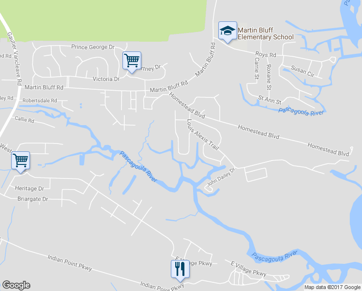 map of restaurants, bars, coffee shops, grocery stores, and more near 5220 Rue Saint Denis in Gautier