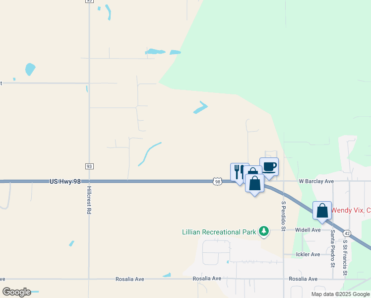 map of restaurants, bars, coffee shops, grocery stores, and more near 33471 U.S. 98 in Lillian