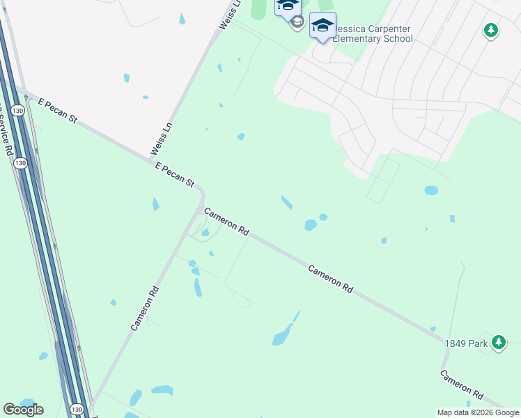 map of restaurants, bars, coffee shops, grocery stores, and more near 16242 Cameron Road in Pflugerville