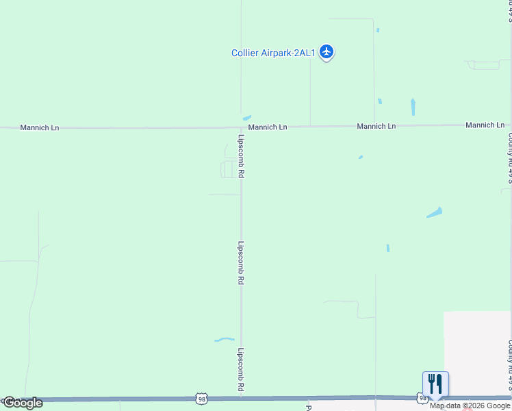 map of restaurants, bars, coffee shops, grocery stores, and more near 12000-12900 Lipscomb Road in Foley