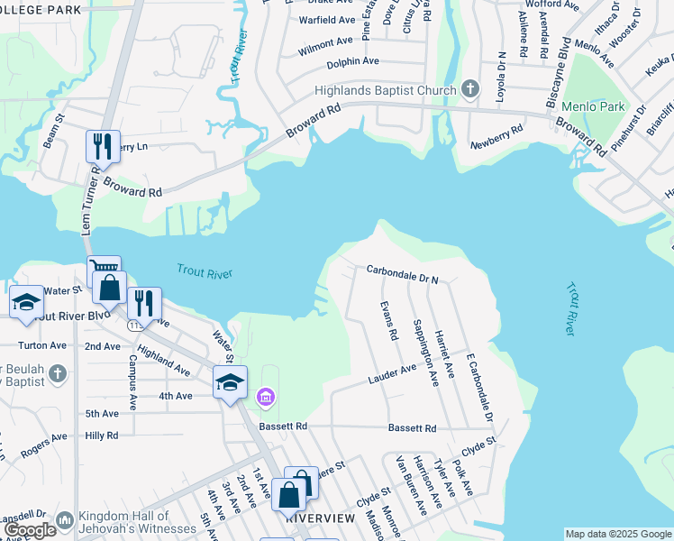 map of restaurants, bars, coffee shops, grocery stores, and more near 9928 Carbondale Drive West in Jacksonville