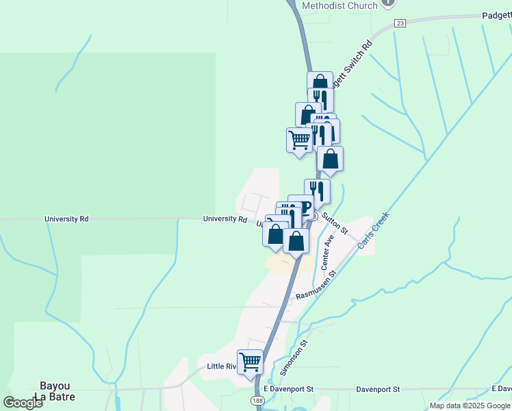 map of restaurants, bars, coffee shops, grocery stores, and more near 272 Melissa Drive in Bayou La Batre