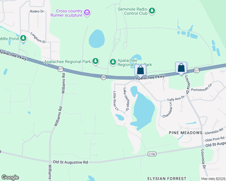 map of restaurants, bars, coffee shops, grocery stores, and more near 2059 Little River Lane in Tallahassee
