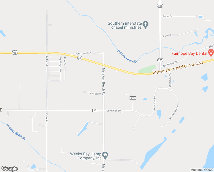 map of restaurants, bars, coffee shops, grocery stores, and more near 13218 Mary Ann Beach Road in Fairhope