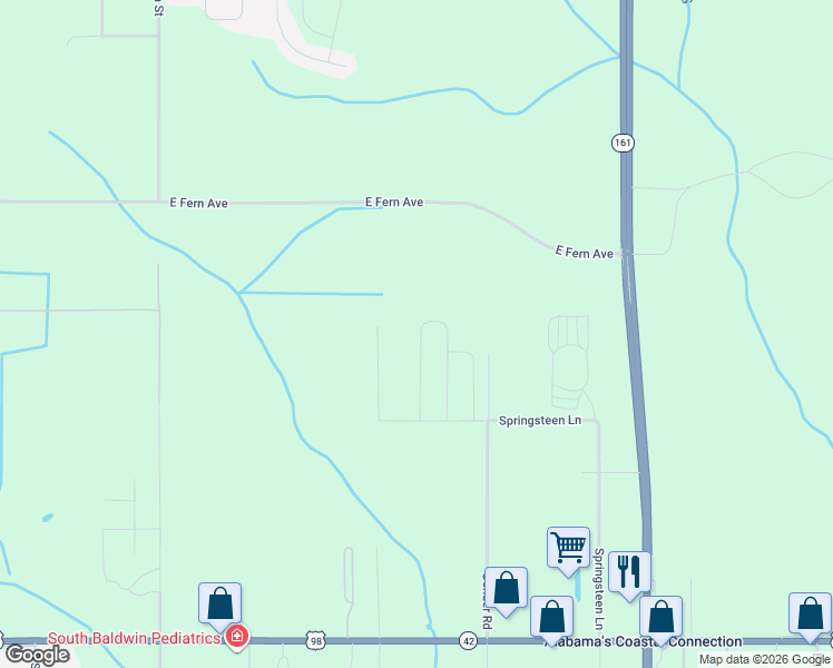 map of restaurants, bars, coffee shops, grocery stores, and more near 13126 Bender Road in Foley