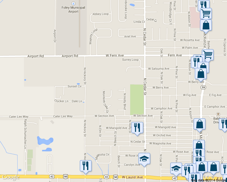 map of restaurants, bars, coffee shops, grocery stores, and more near 426 Dumoine Dr in Foley