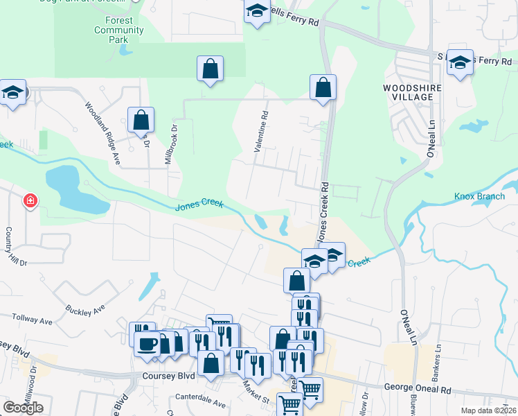 map of restaurants, bars, coffee shops, grocery stores, and more near 3813 Valentine Road in Baton Rouge