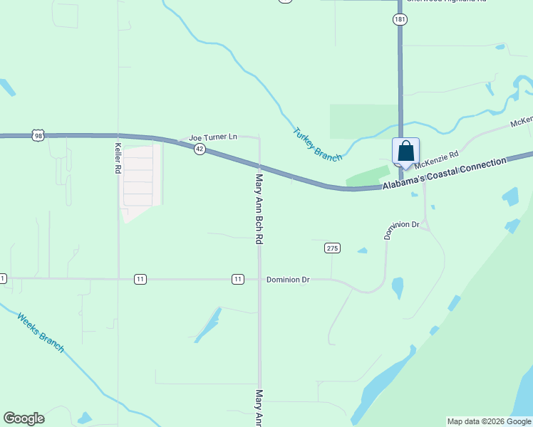 map of restaurants, bars, coffee shops, grocery stores, and more near 13218 Mary Ann Beach Road in Fairhope