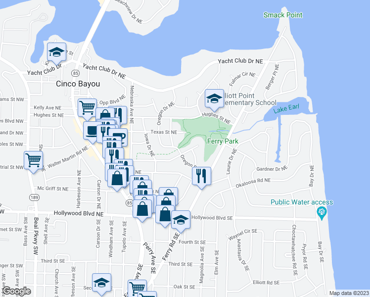 map of restaurants, bars, coffee shops, grocery stores, and more near 40 Utah Place Northeast in Fort Walton Beach