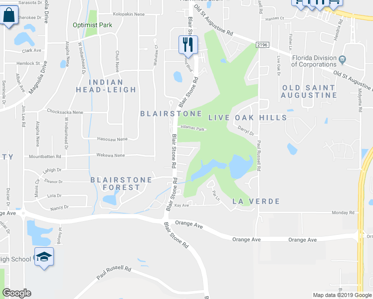 map of restaurants, bars, coffee shops, grocery stores, and more near 1640 Willow Bend Way in Tallahassee