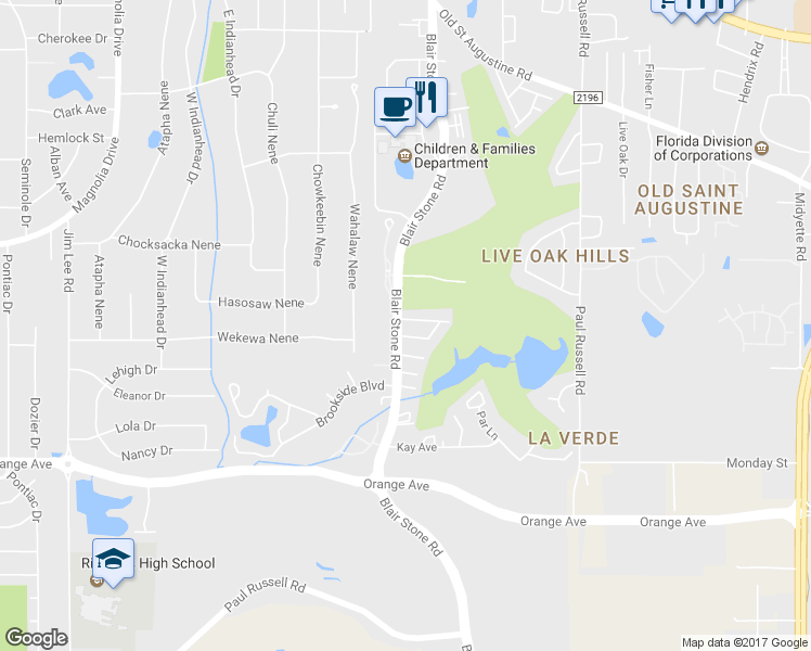 map of restaurants, bars, coffee shops, grocery stores, and more near 1640 Willow Bend Way in Tallahassee