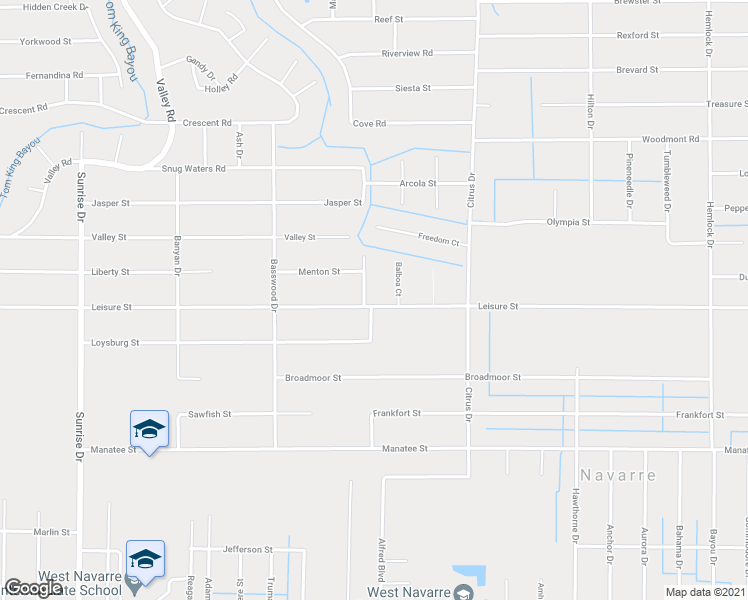 map of restaurants, bars, coffee shops, grocery stores, and more near 2270 Arrow Court in Navarre