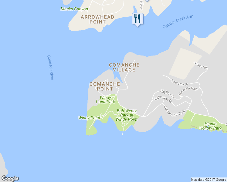 map of restaurants, bars, coffee shops, grocery stores, and more near 7164 Comanche Trail in Austin