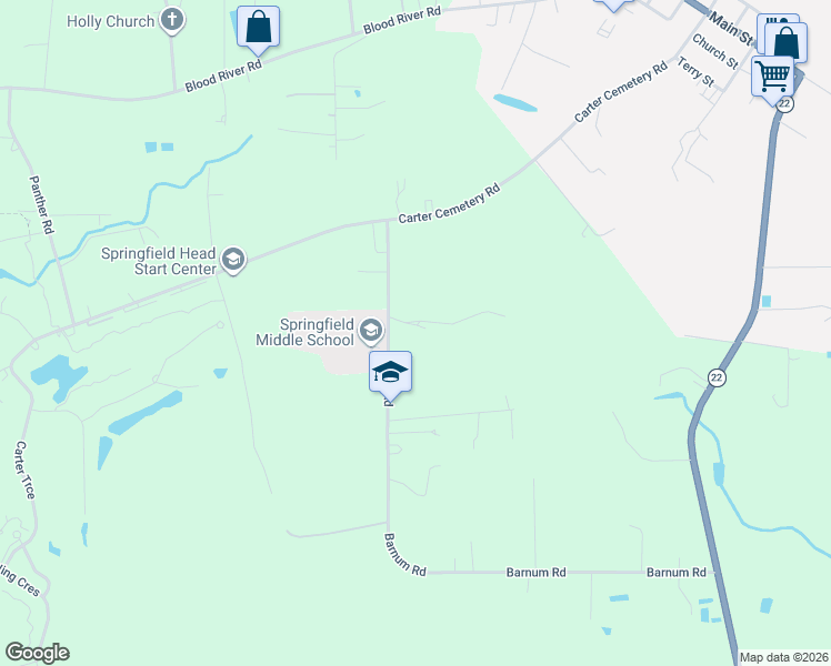 map of restaurants, bars, coffee shops, grocery stores, and more near 23940 Coats Road in Springfield