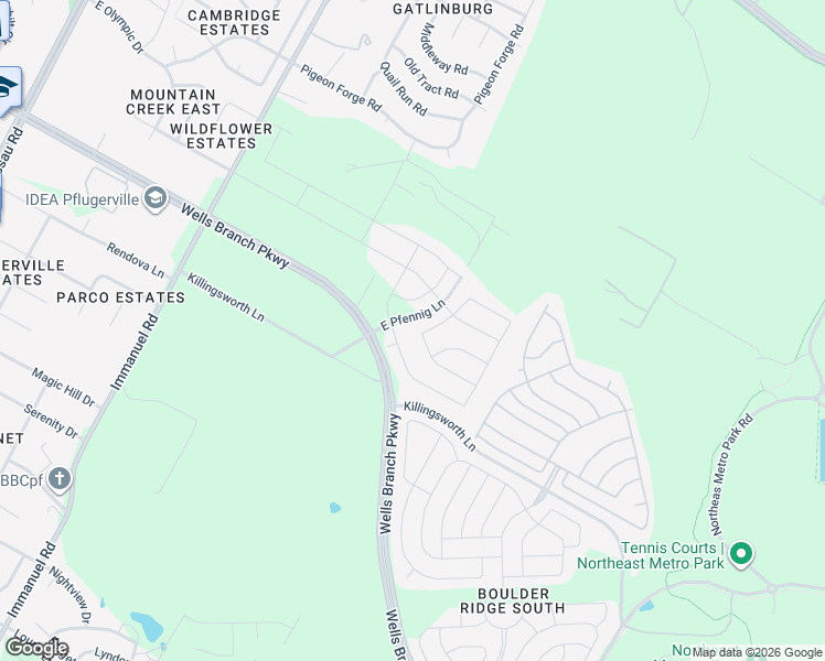 map of restaurants, bars, coffee shops, grocery stores, and more near Wells Branch Parkway in Pflugerville