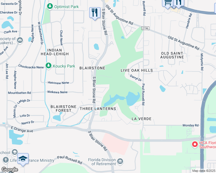 map of restaurants, bars, coffee shops, grocery stores, and more near 1535 Willow Bend Way in Tallahassee