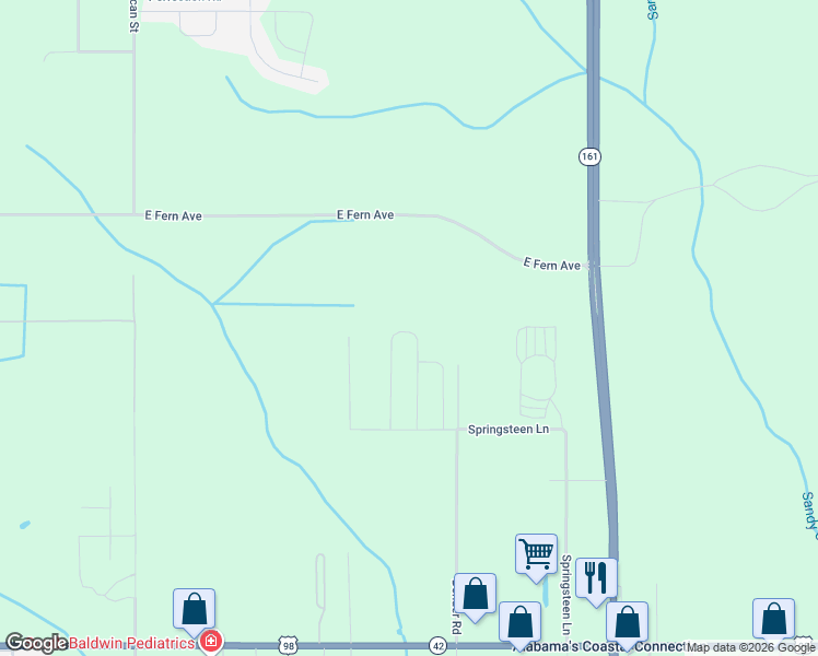 map of restaurants, bars, coffee shops, grocery stores, and more near 13447 Canebrake Circle in Foley