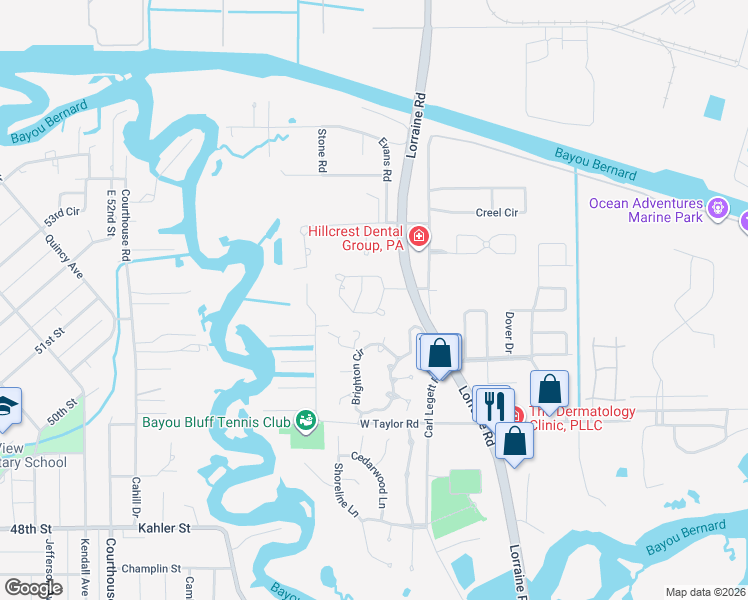 map of restaurants, bars, coffee shops, grocery stores, and more near 9189 Ashburn Lane in Gulfport