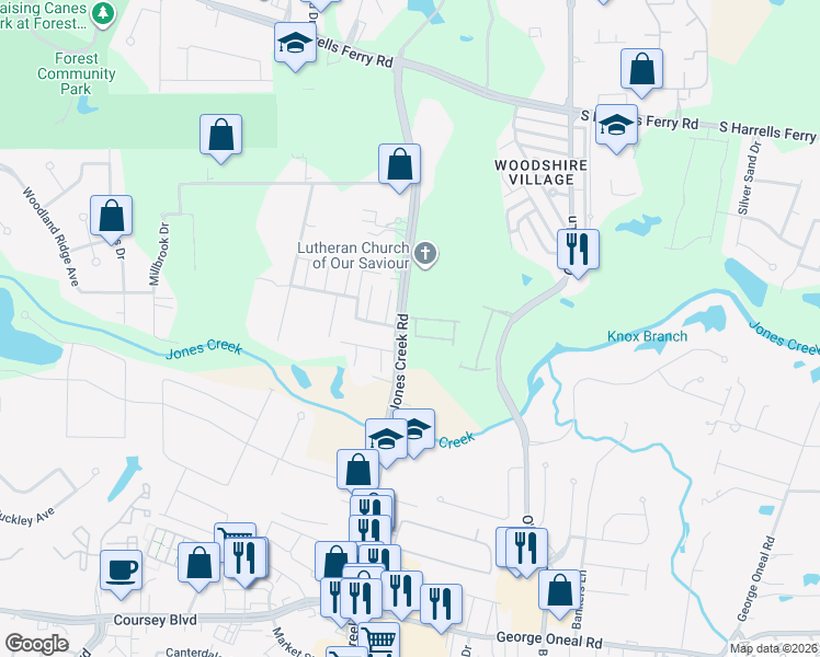 map of restaurants, bars, coffee shops, grocery stores, and more near 3717 James Victor Drive in Baton Rouge