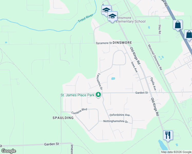 map of restaurants, bars, coffee shops, grocery stores, and more near 10008 Lancashire Drive in Jacksonville