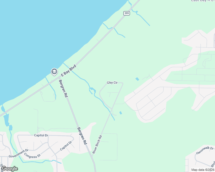 map of restaurants, bars, coffee shops, grocery stores, and more near 6043 Clay Circle in Gulf Breeze