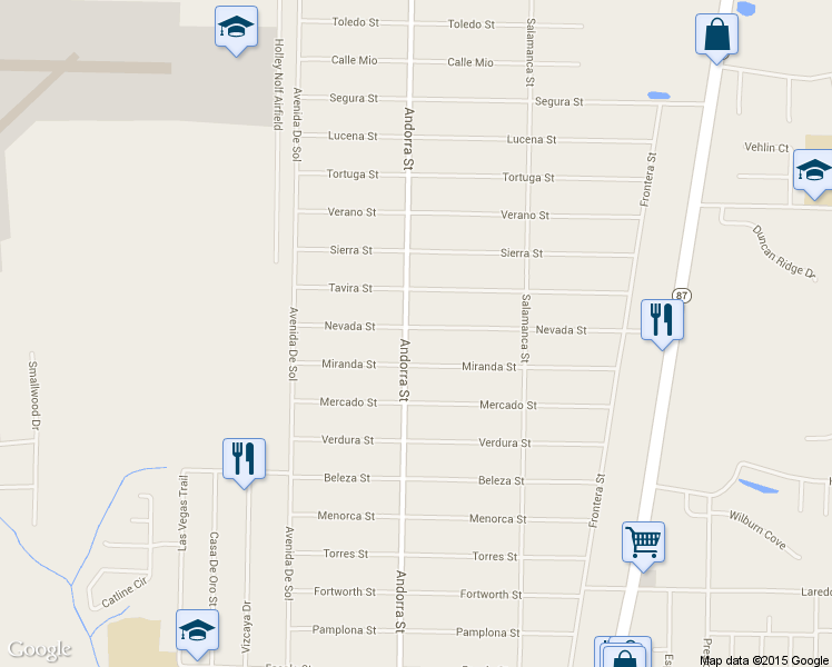 map of restaurants, bars, coffee shops, grocery stores, and more near 2324 Andorra Street in Navarre