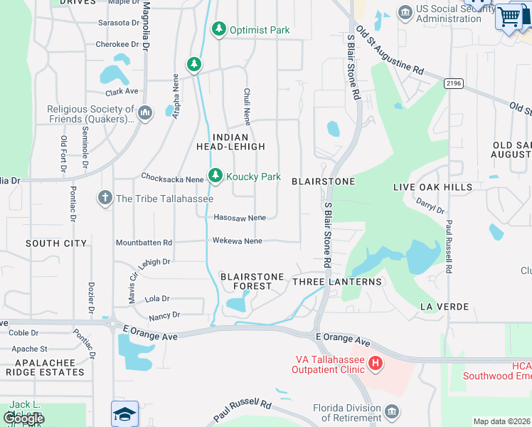 map of restaurants, bars, coffee shops, grocery stores, and more near 2031 Chuli Nene in Tallahassee