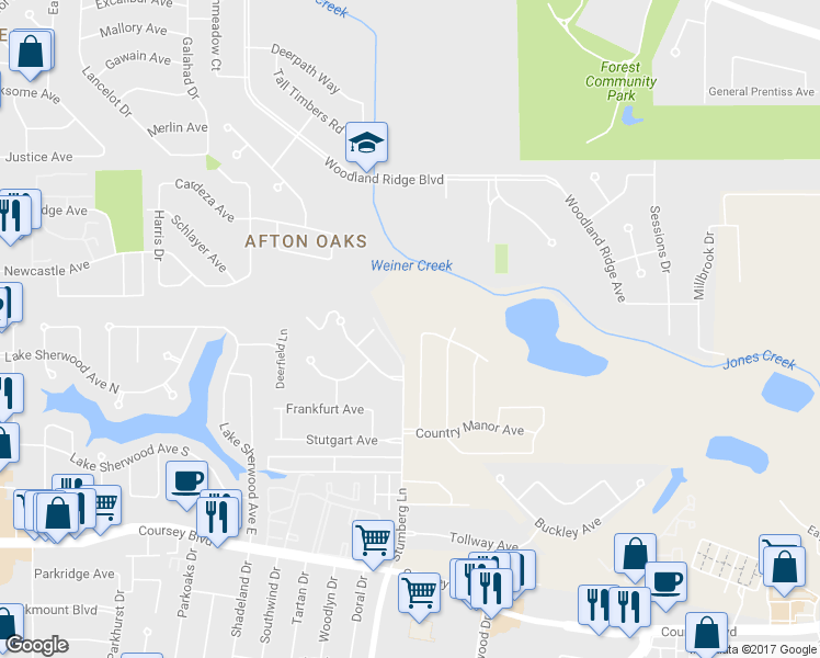 map of restaurants, bars, coffee shops, grocery stores, and more near 3812 Country View Drive in Baton Rouge