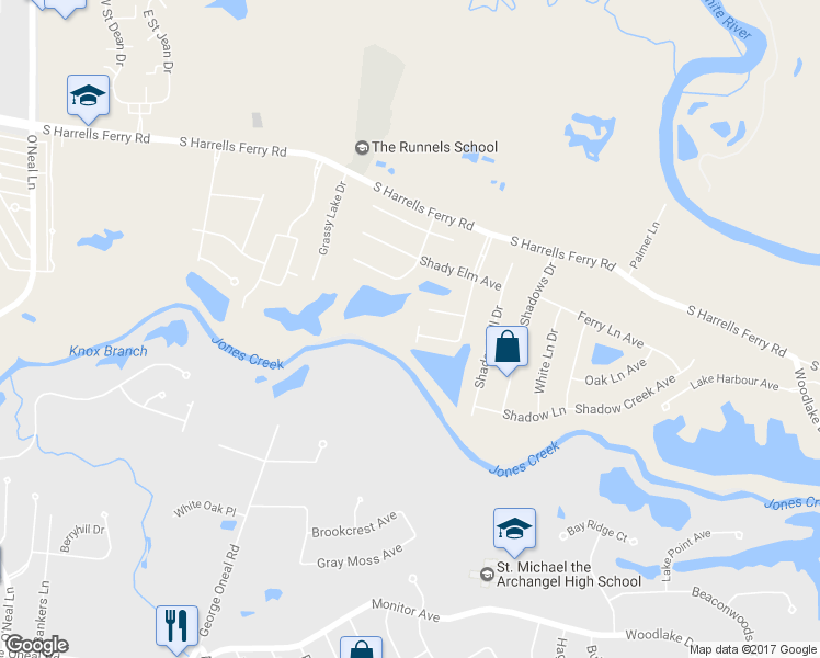 map of restaurants, bars, coffee shops, grocery stores, and more near 3240 Shady View Drive in Baton Rouge