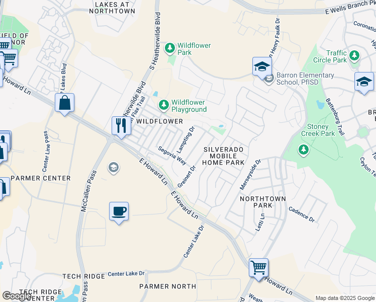 map of restaurants, bars, coffee shops, grocery stores, and more near 13810 Randalstone Drive in Pflugerville