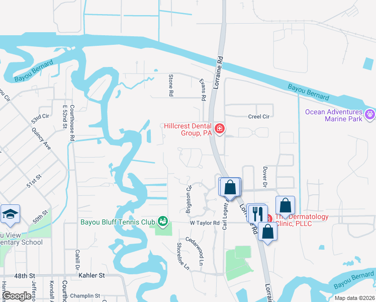 map of restaurants, bars, coffee shops, grocery stores, and more near 9189 Ashburn Ln in Gulfport