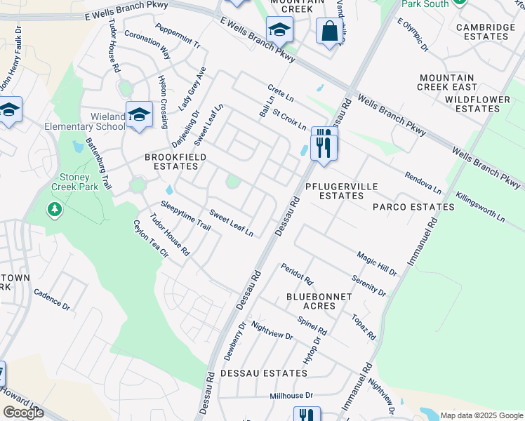 map of restaurants, bars, coffee shops, grocery stores, and more near 14609 Dreamtime Lane in Pflugerville