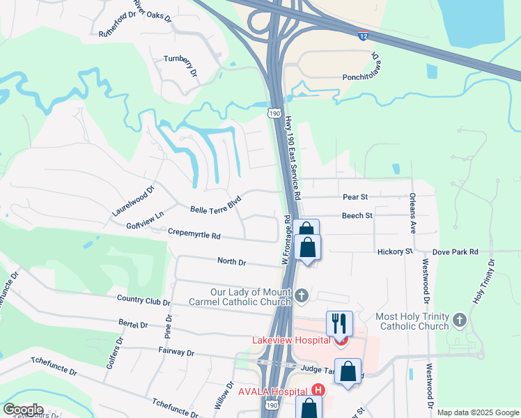 map of restaurants, bars, coffee shops, grocery stores, and more near 106 Crepemyrtle Road in Covington