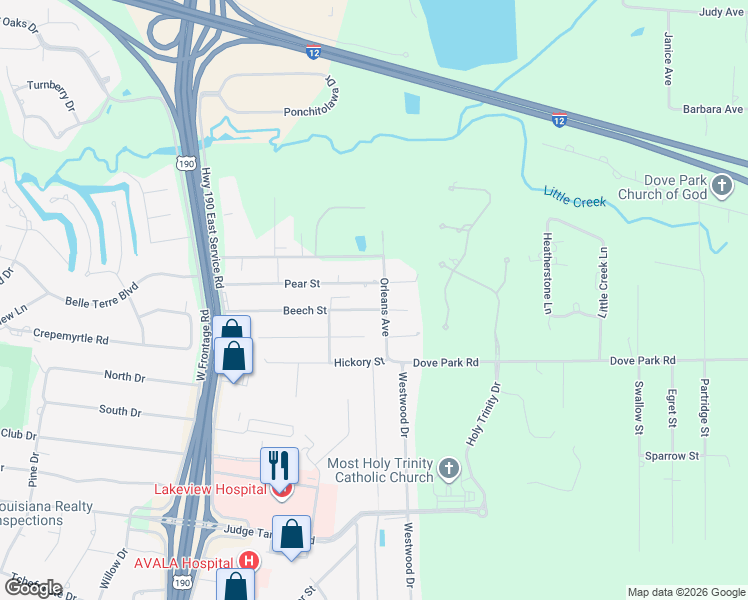 map of restaurants, bars, coffee shops, grocery stores, and more near 428 Orleans Avenue in Covington