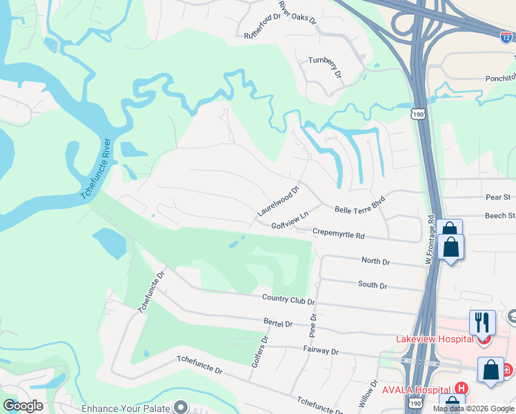 map of restaurants, bars, coffee shops, grocery stores, and more near 101 Cherry Laurel Drive in Covington