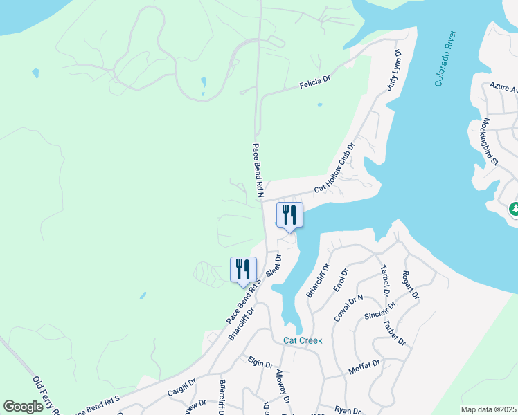 map of restaurants, bars, coffee shops, grocery stores, and more near 1300 Pace Bend Road South in Spicewood