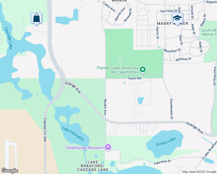 map of restaurants, bars, coffee shops, grocery stores, and more near 2089 Rankin Avenue in Tallahassee