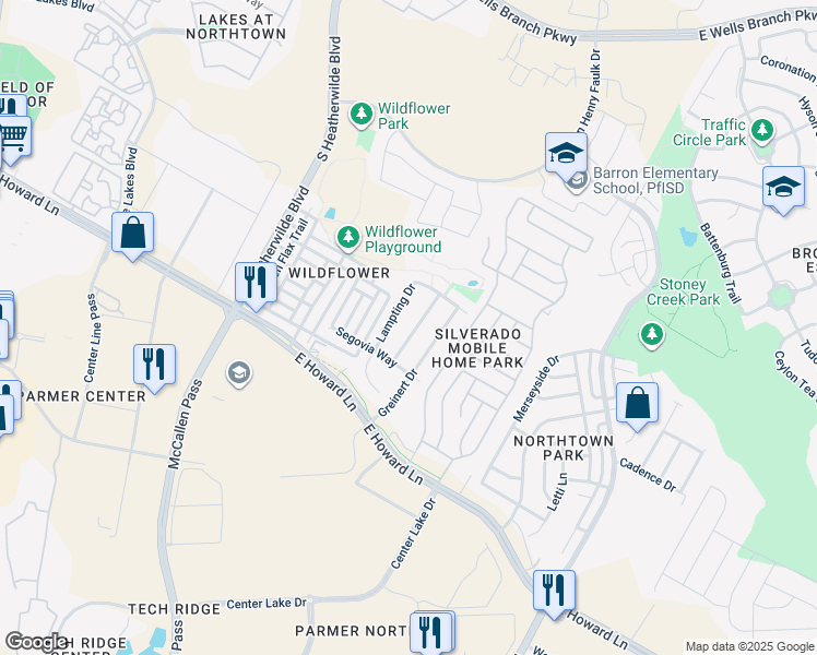 map of restaurants, bars, coffee shops, grocery stores, and more near 13810 Randalstone Drive in Pflugerville