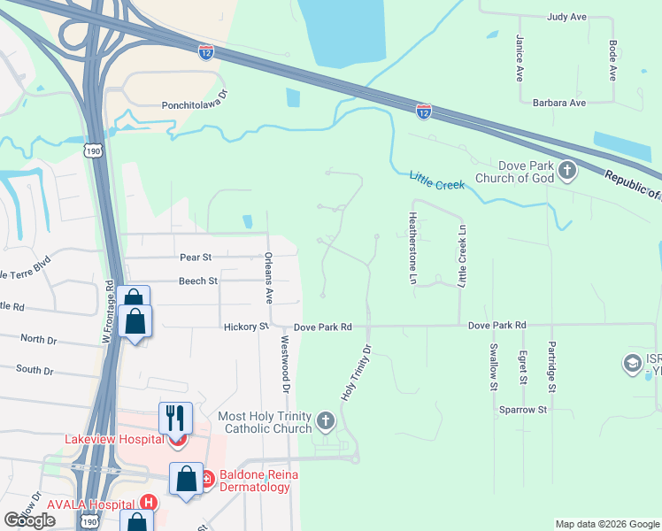 map of restaurants, bars, coffee shops, grocery stores, and more near 221 Tallowwood Drive South in Covington