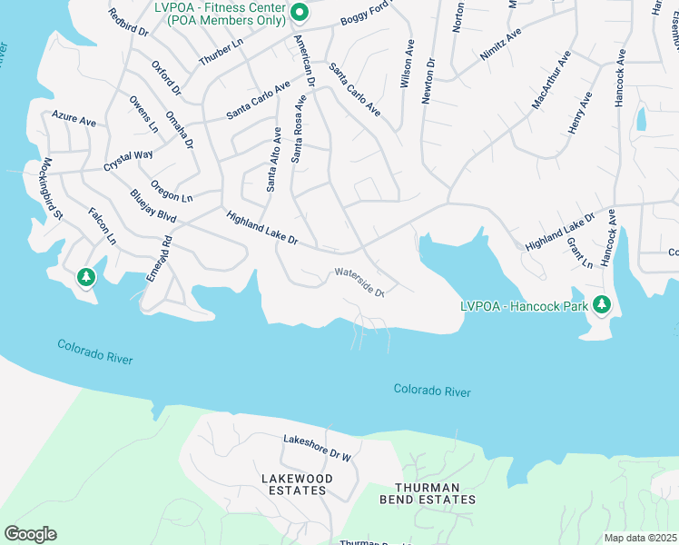 map of restaurants, bars, coffee shops, grocery stores, and more near 20943 Waterside Drive in Lago Vista