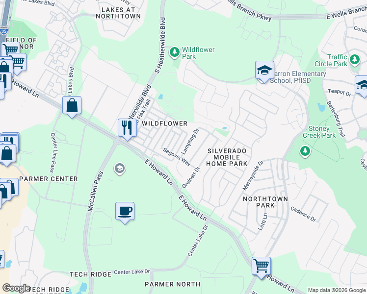 map of restaurants, bars, coffee shops, grocery stores, and more near 13810 Randalstone Drive in Pflugerville