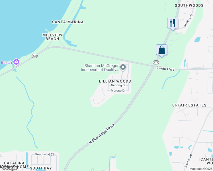 map of restaurants, bars, coffee shops, grocery stores, and more near 9158 Daytona Drive in Pensacola