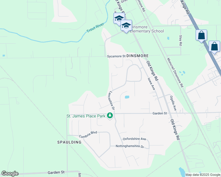 map of restaurants, bars, coffee shops, grocery stores, and more near 10028 Colonial Creek Lane in Jacksonville
