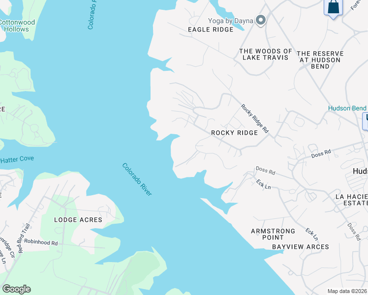 map of restaurants, bars, coffee shops, grocery stores, and more near 17009 South Ridge Lane in Austin