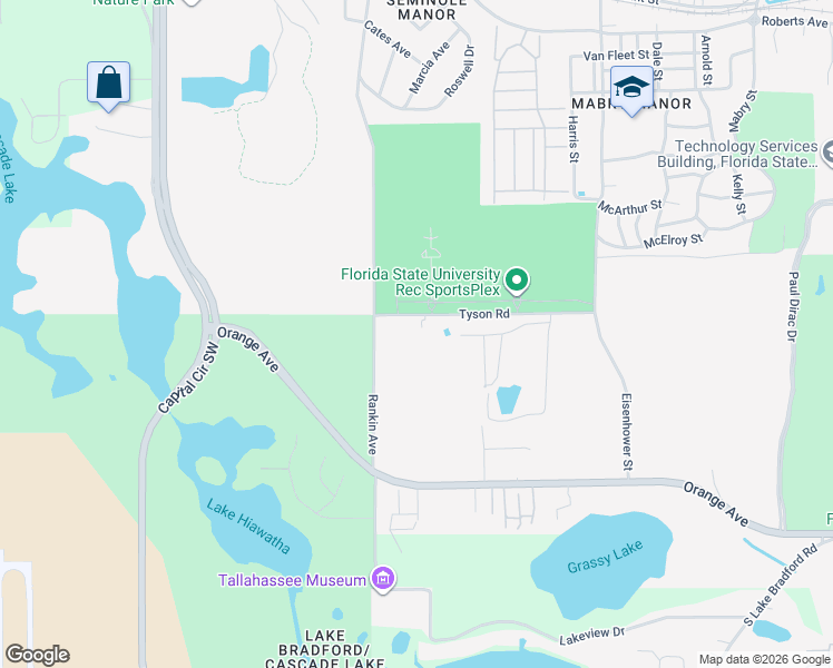 map of restaurants, bars, coffee shops, grocery stores, and more near 2089 Rankin Avenue in Tallahassee