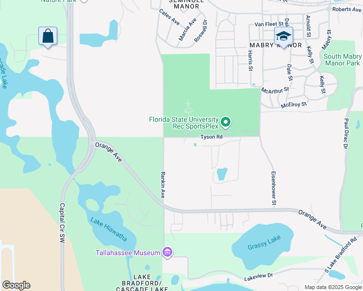 map of restaurants, bars, coffee shops, grocery stores, and more near 2089 Rankin Avenue in Tallahassee