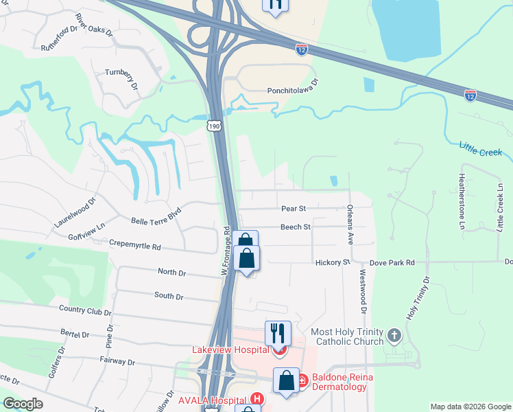 map of restaurants, bars, coffee shops, grocery stores, and more near 118 Bodet Road in Covington